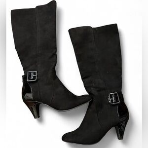 East 5th Black Heeled Boots with Buckle